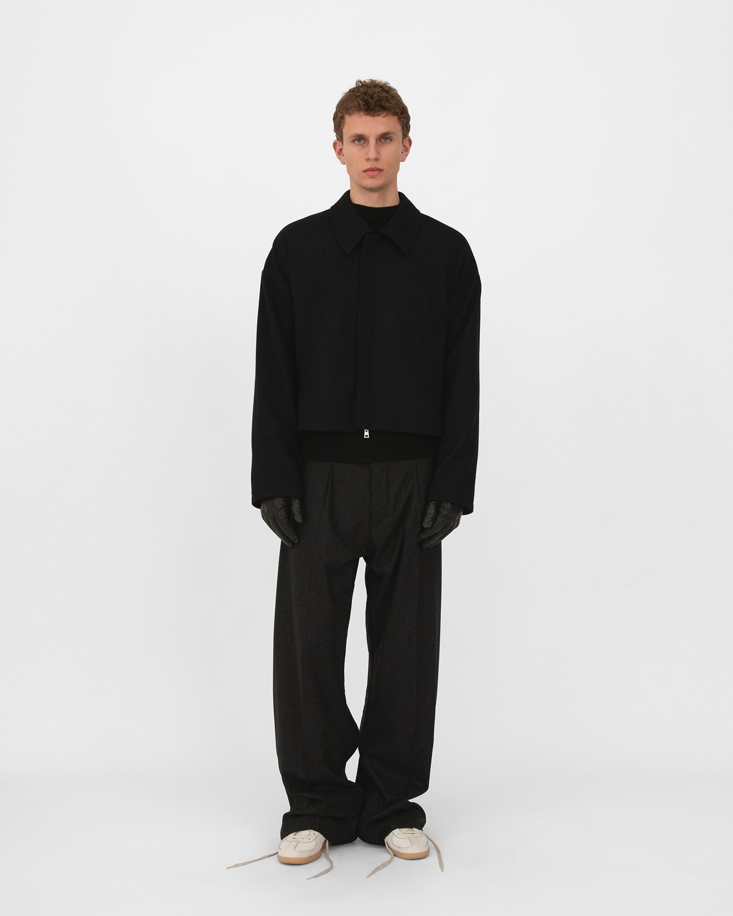 CURTAIN WOOL JACKET in black