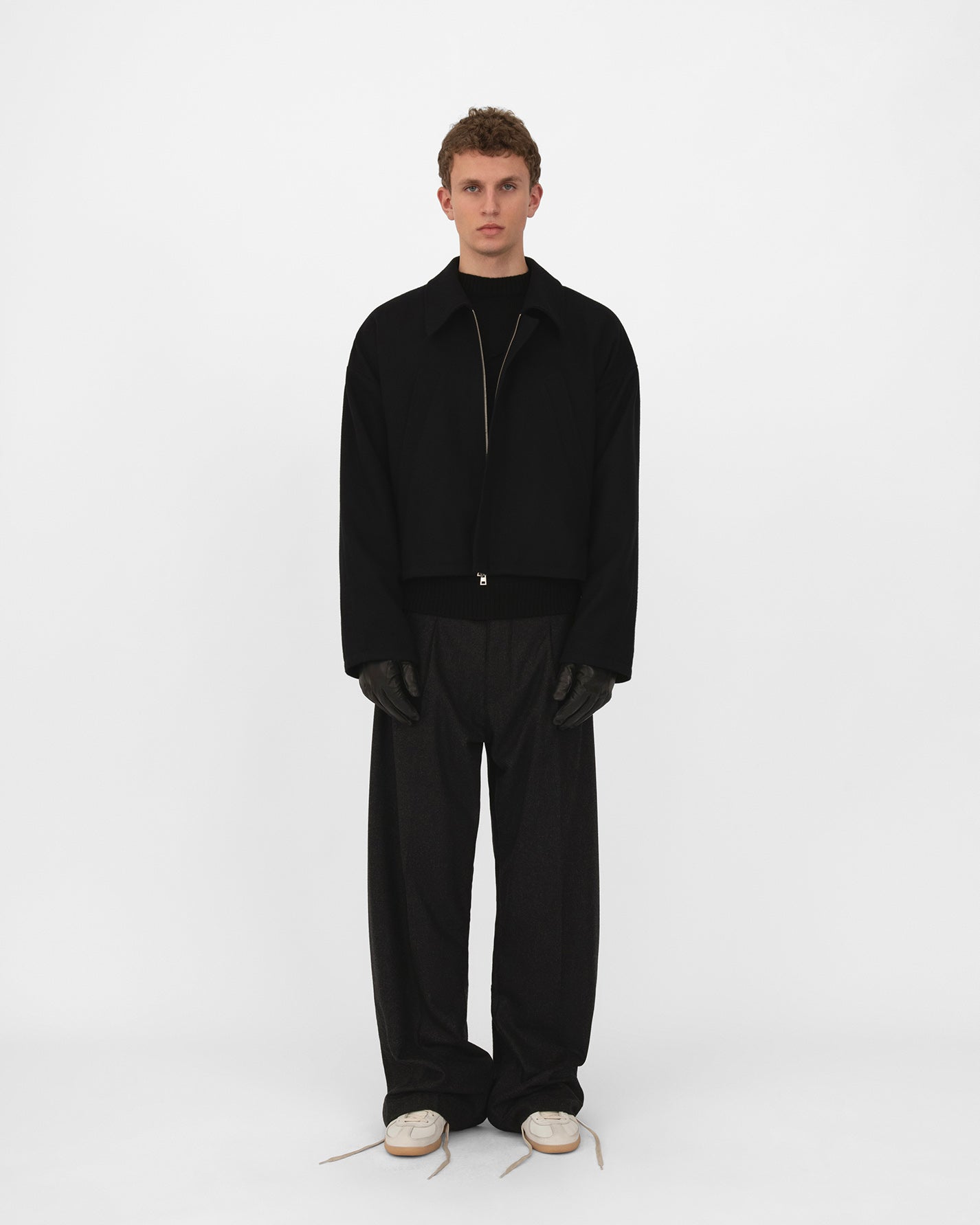 CURTAIN WOOL JACKET in black