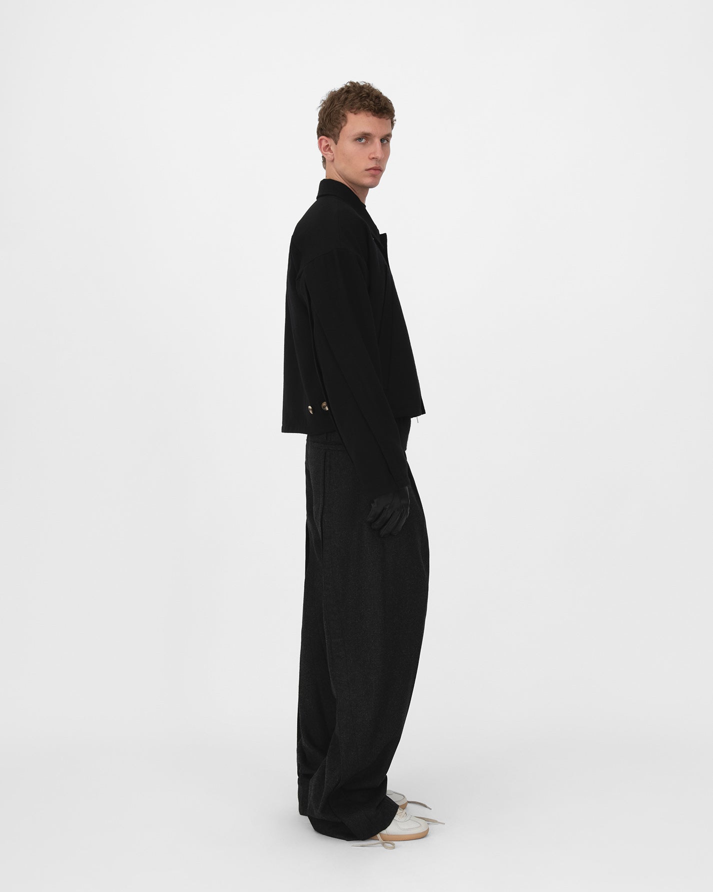 CURTAIN WOOL JACKET in black