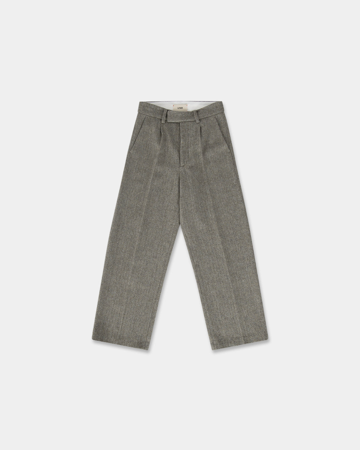 HERRINGBONE WOOL TROUSERS in green/grey