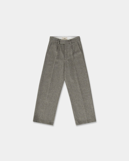 HERRINGBONE WOOL TROUSERS in green/grey