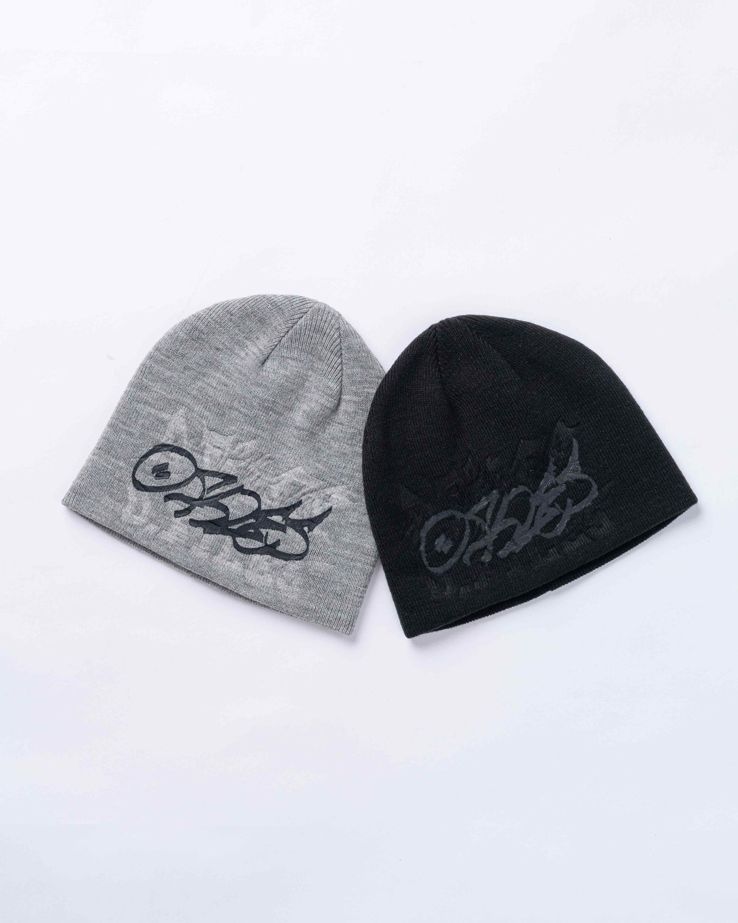 DEBOSSED TRIPLE LOGO BEANIE (JET BLACK)