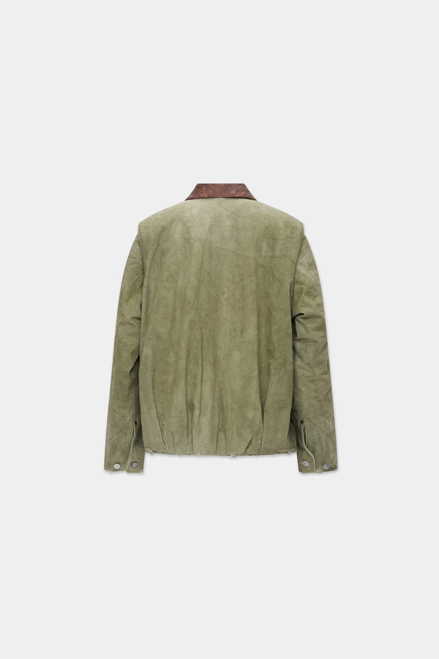 PLEATED CANVAS WORK JACKET in faded green