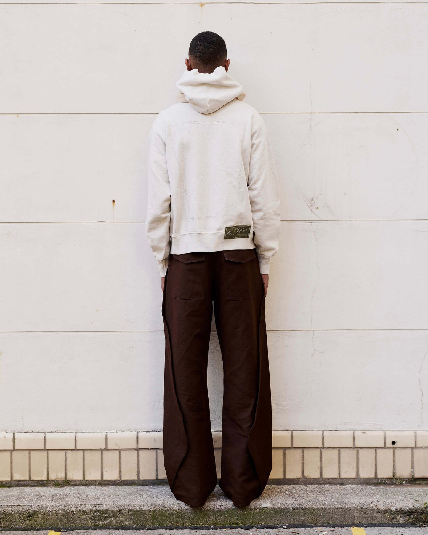 DENIM PRINT HOODIE (OATMEAL GREY)