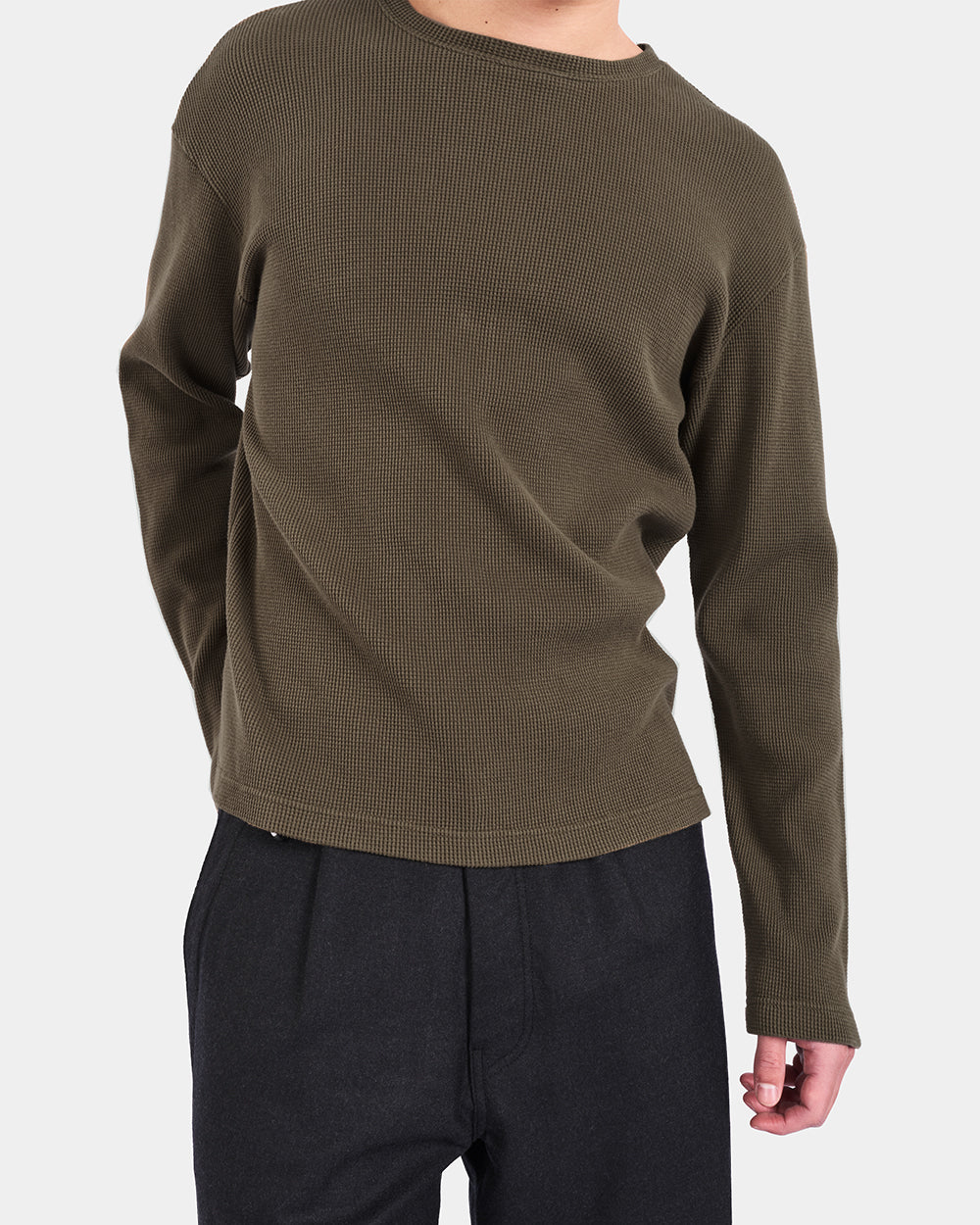 WAFFLE THERMAL CREWNECK (MILITARY GREEN)