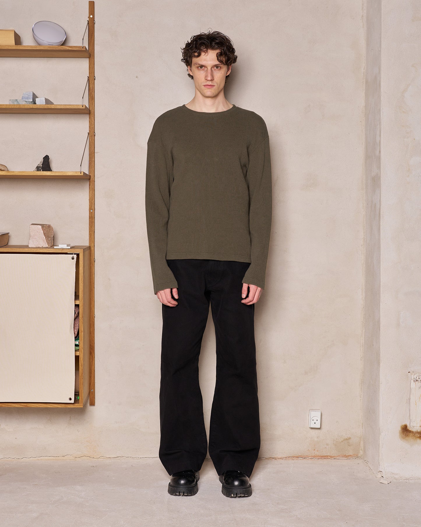 WAFFLE THERMAL CREWNECK (MILITARY GREEN)