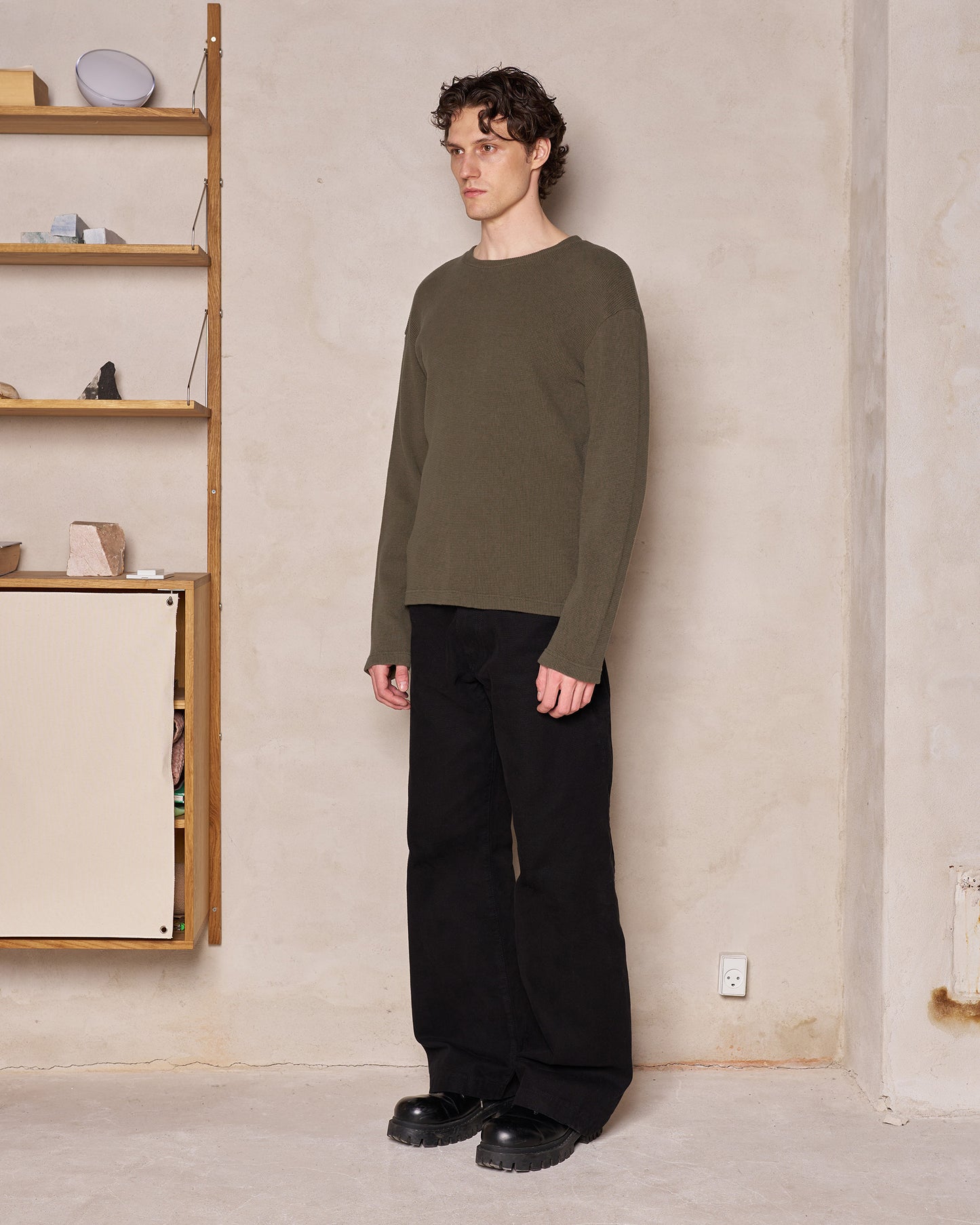 WAFFLE THERMAL CREWNECK (MILITARY GREEN)