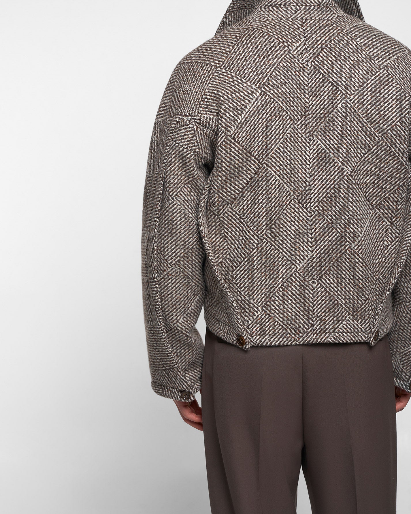 CHESS WOOL JACKET in mocha/cream