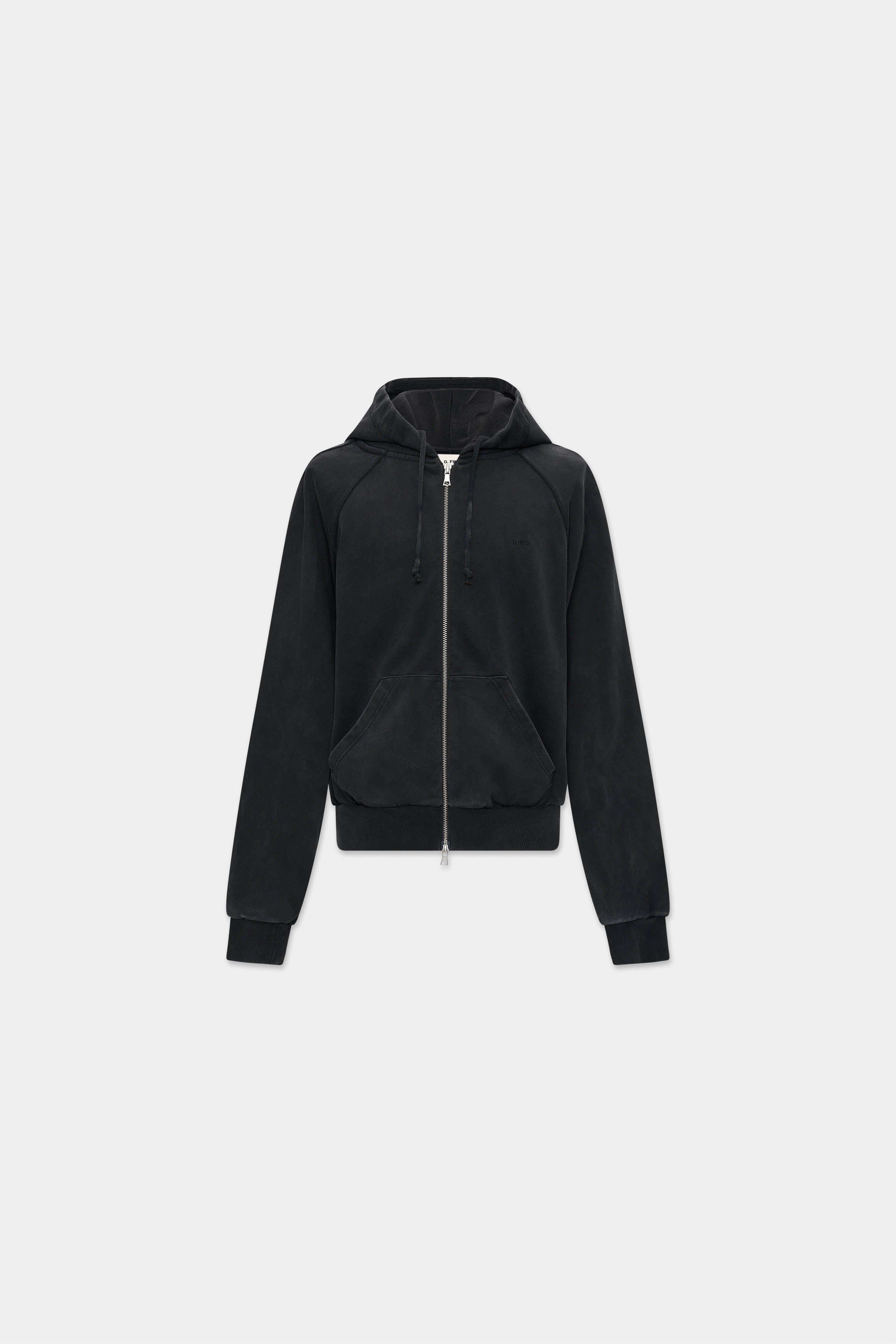RAGLAN ZIP HOODIE in vintage black – O. FILES