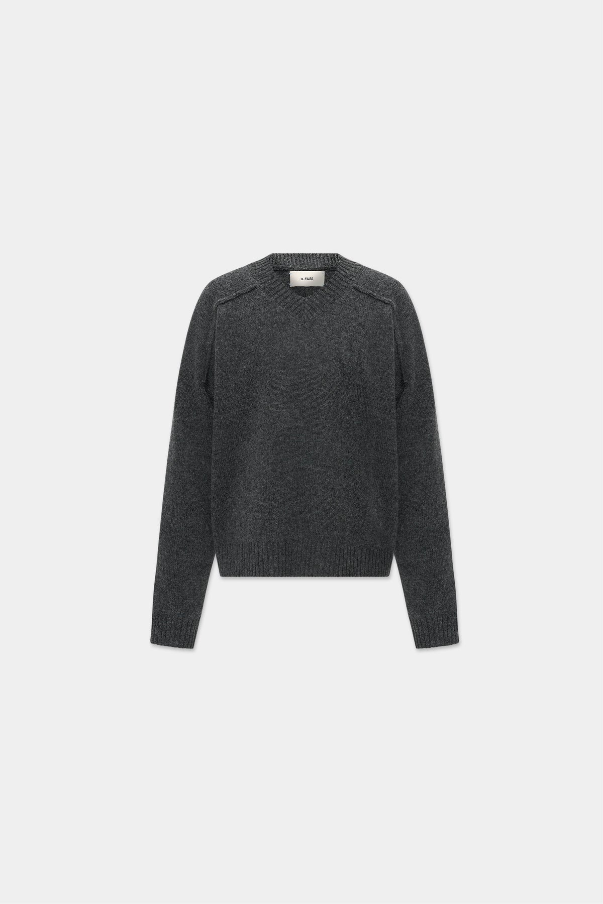 V-NECK KNIT in charcoal mélange