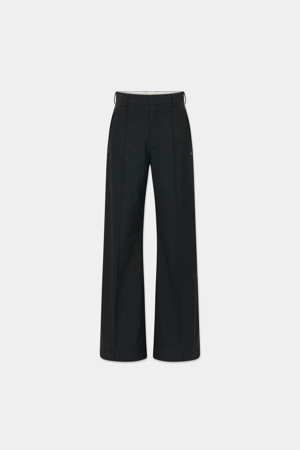 MONO ORIGAMI WOOL TROUSERS in black mélange