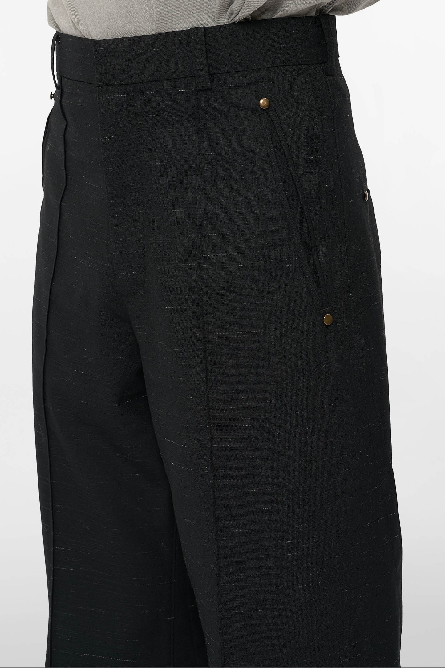 MONO ORIGAMI WOOL TROUSERS in black mélange