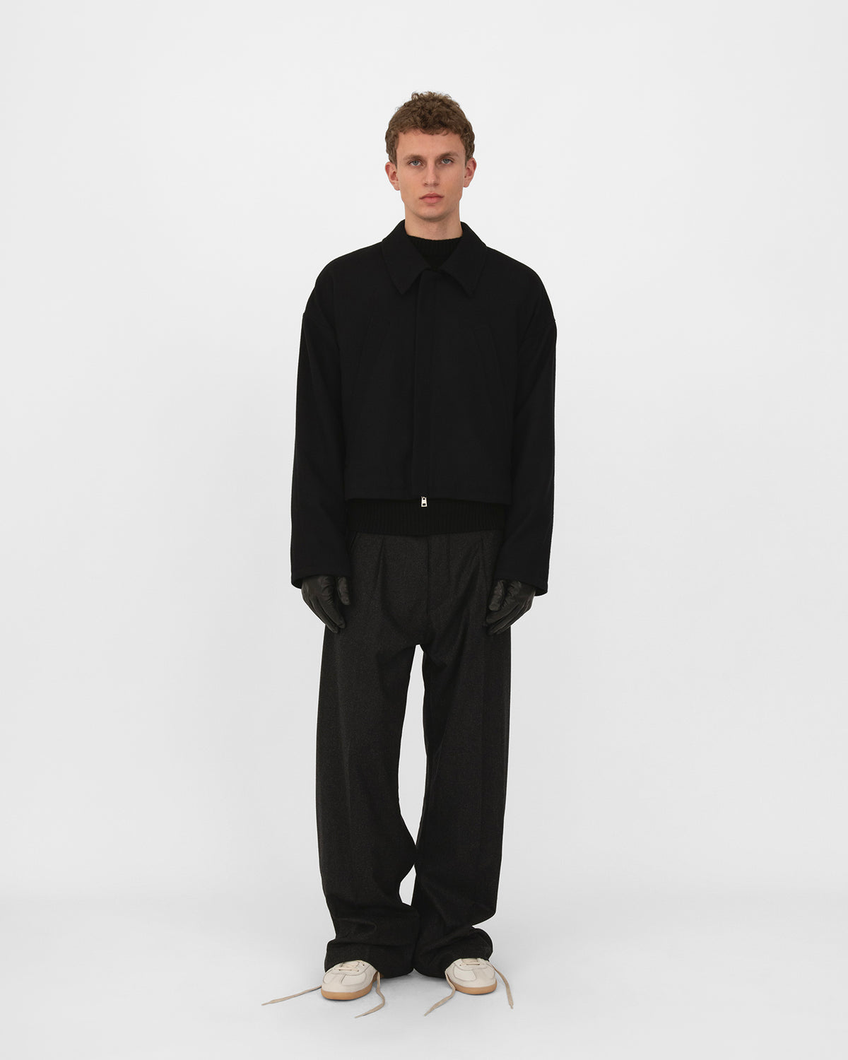 CURTAIN WOOL JACKET in black