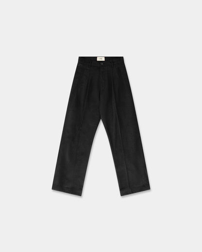 CURTAIN WOOL TROUSERS in charcoal black