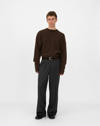 CREPE WOOL TROUSERS in grey/blue