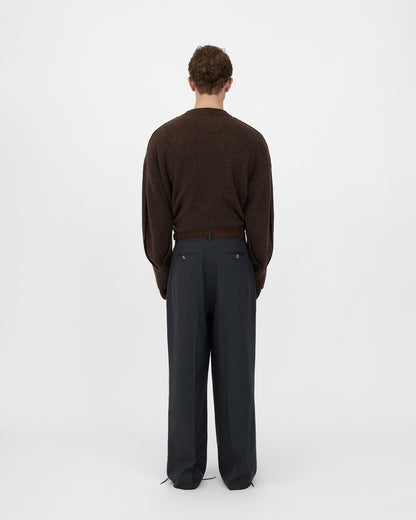 CREPE WOOL TROUSERS in grey/blue