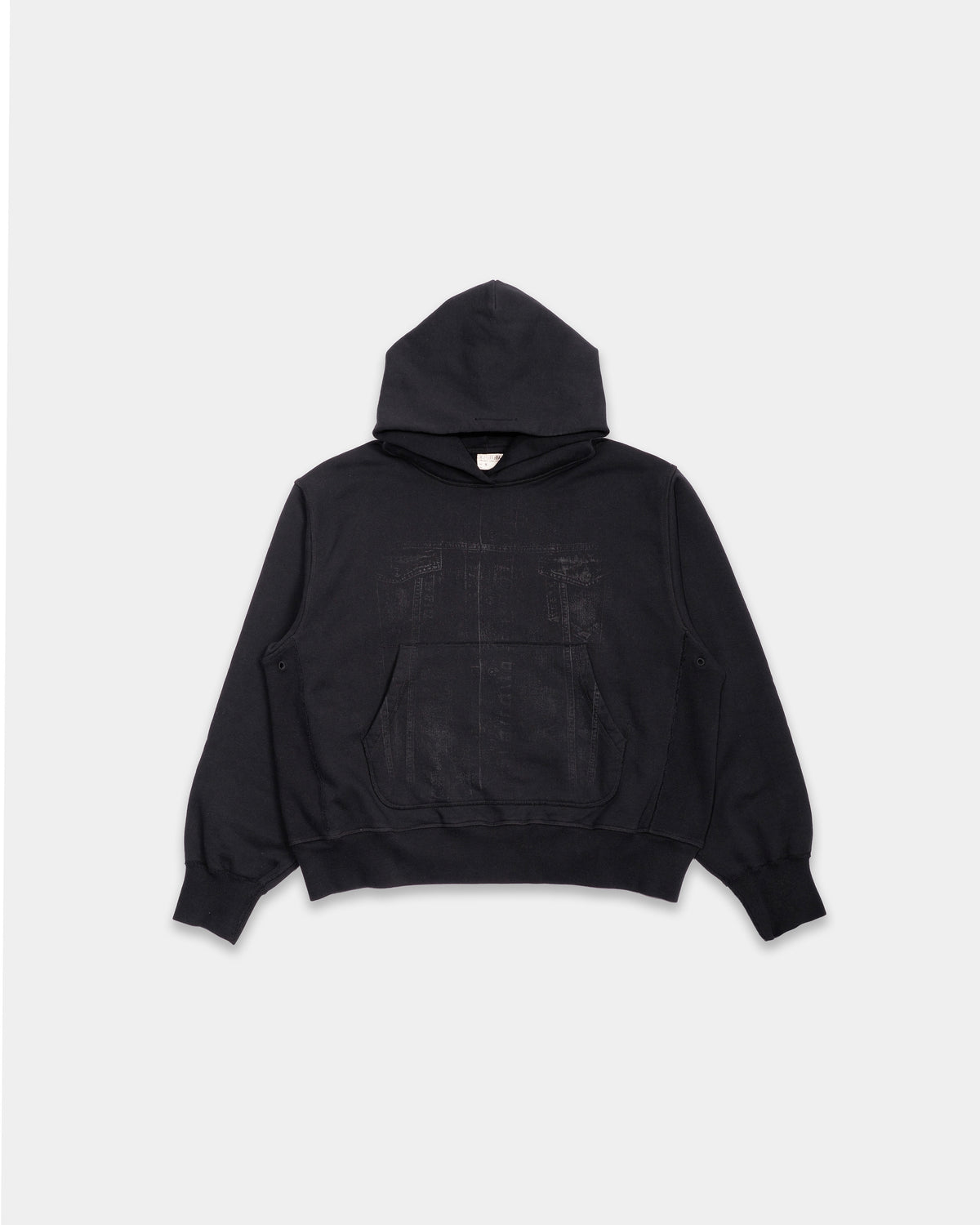 DENIM PRINT HOODIE (CHARCOAL)