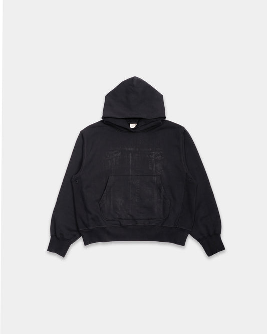 DENIM PRINT HOODIE (CHARCOAL)