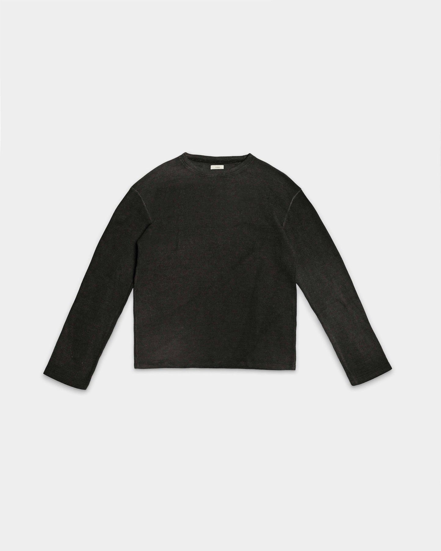 WAFFLE THERMAL CREWNECK (VINTAGE BLACK)