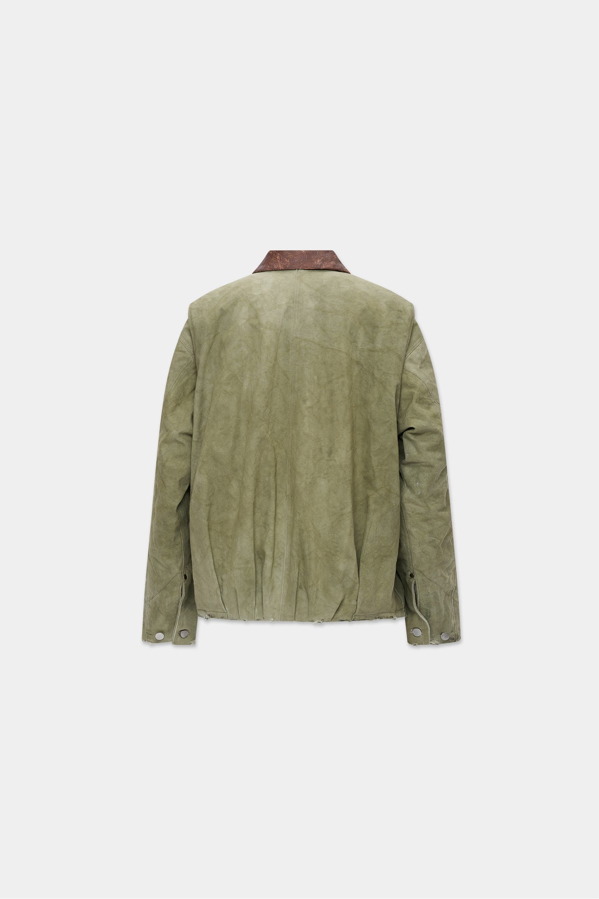 PLEATED CANVAS WORK JACKET in faded green