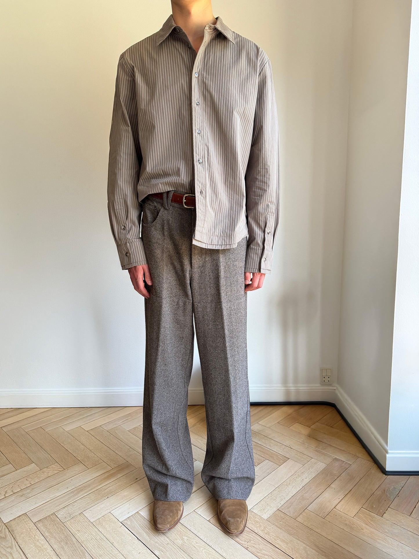CARPENTER TROUSERS in mélange cigar