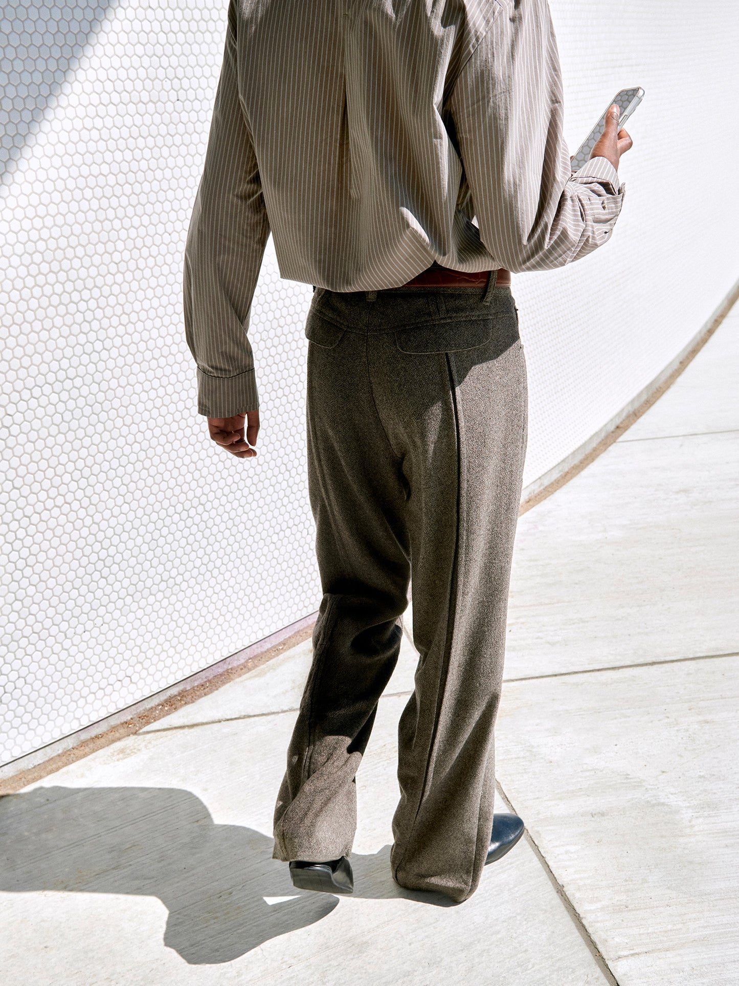 CARPENTER TROUSERS in mélange cigar