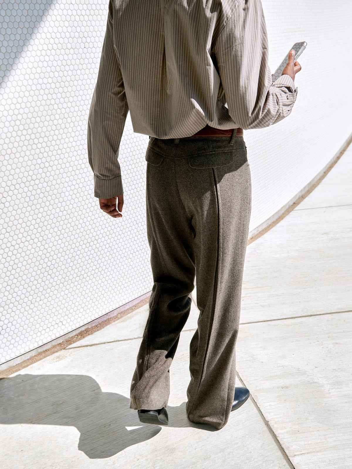 CARPENTER TROUSERS in mélange cigar