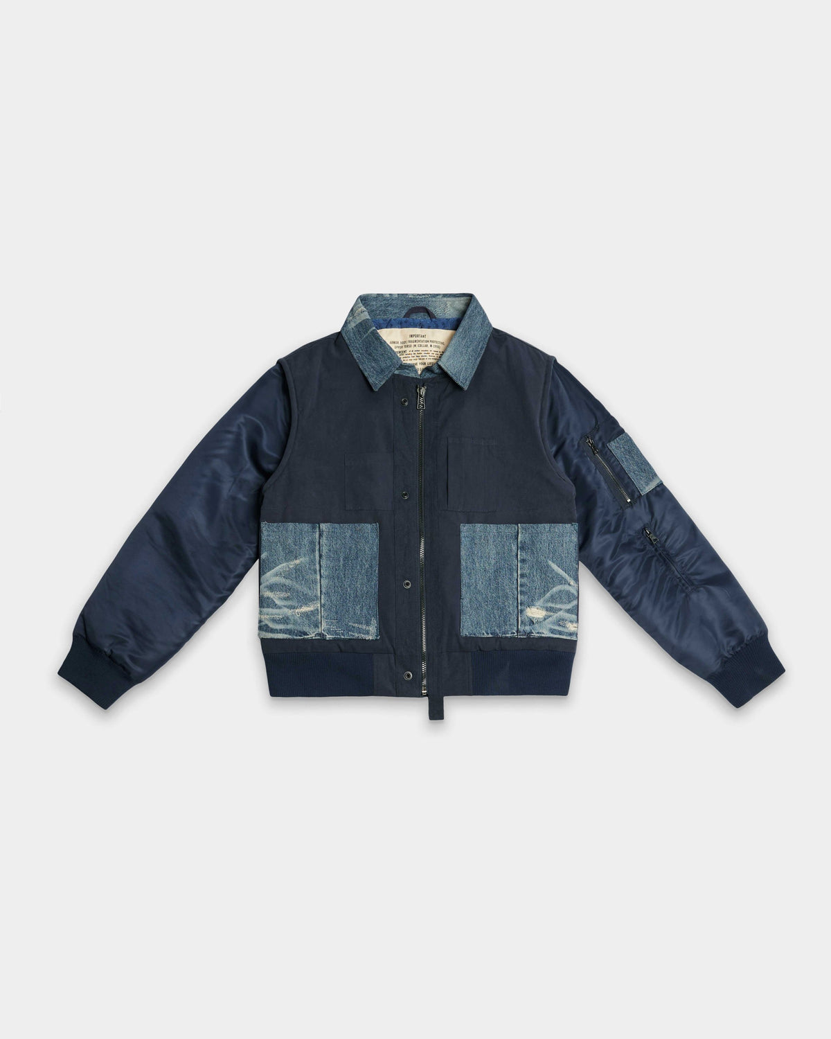 5-POCKET INDIGO DENIM BOMBER JACKET