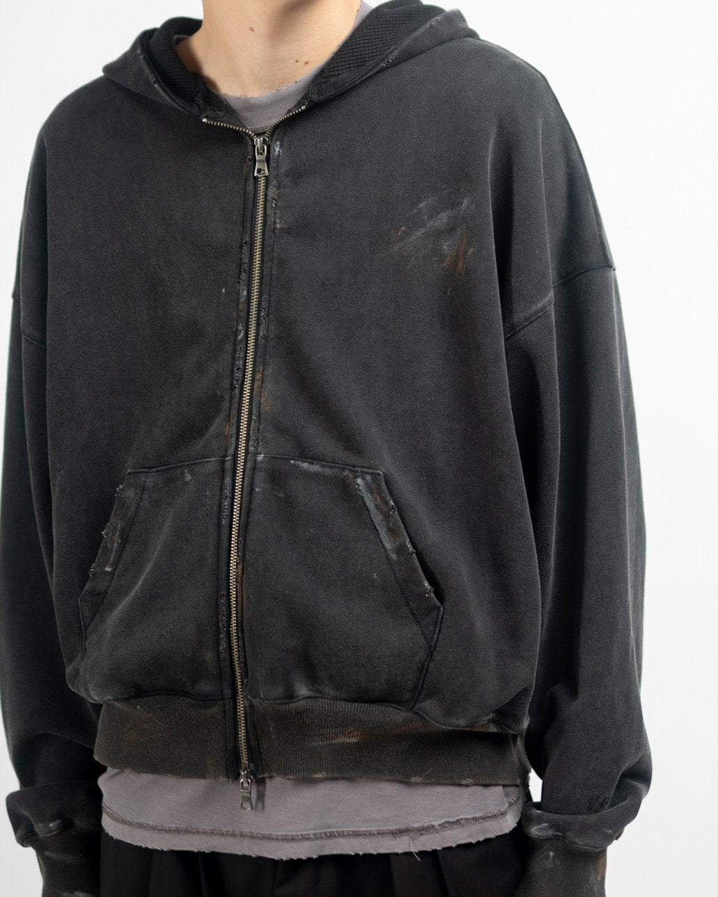 DESTROYED WORKERS ZIP HOODIE (VINTAGE BLACK)