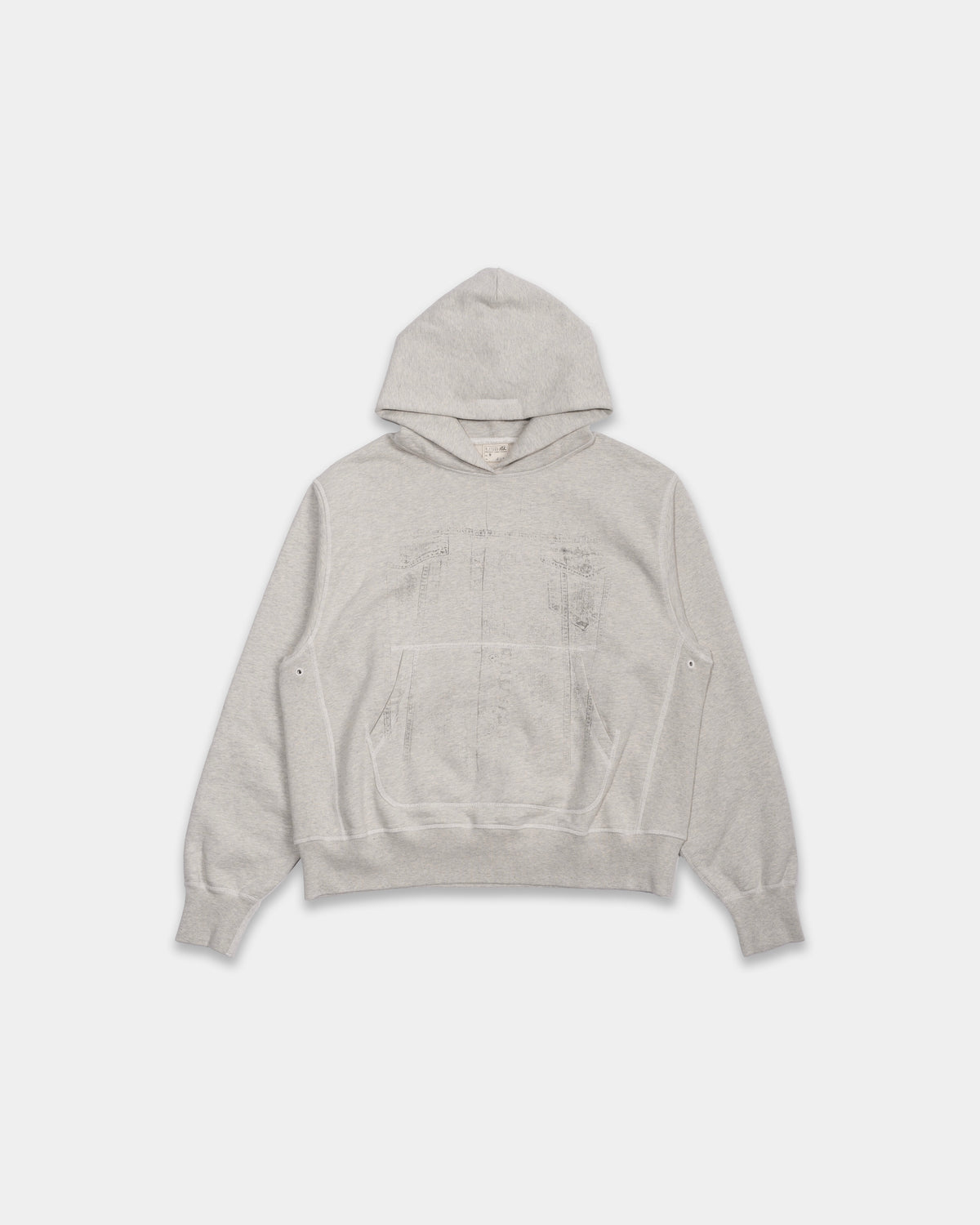 DENIM PRINT HOODIE (OATMEAL GREY)