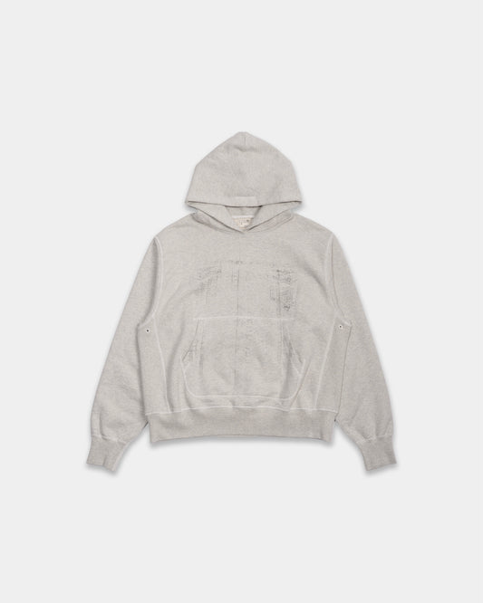 DENIM PRINT HOODIE (OATMEAL GREY)