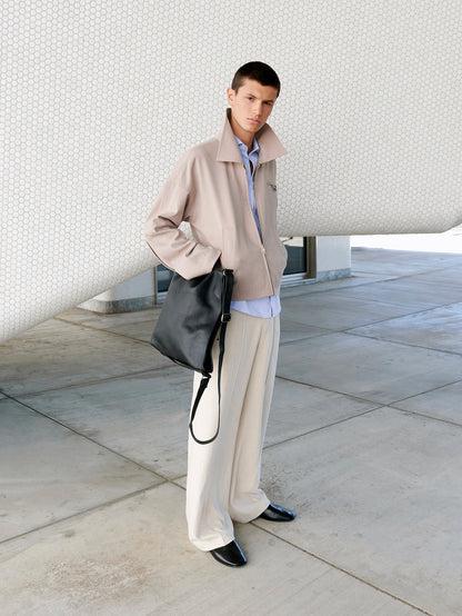 INTERLACED MESSENGER BLOUSON JACKET in tofu