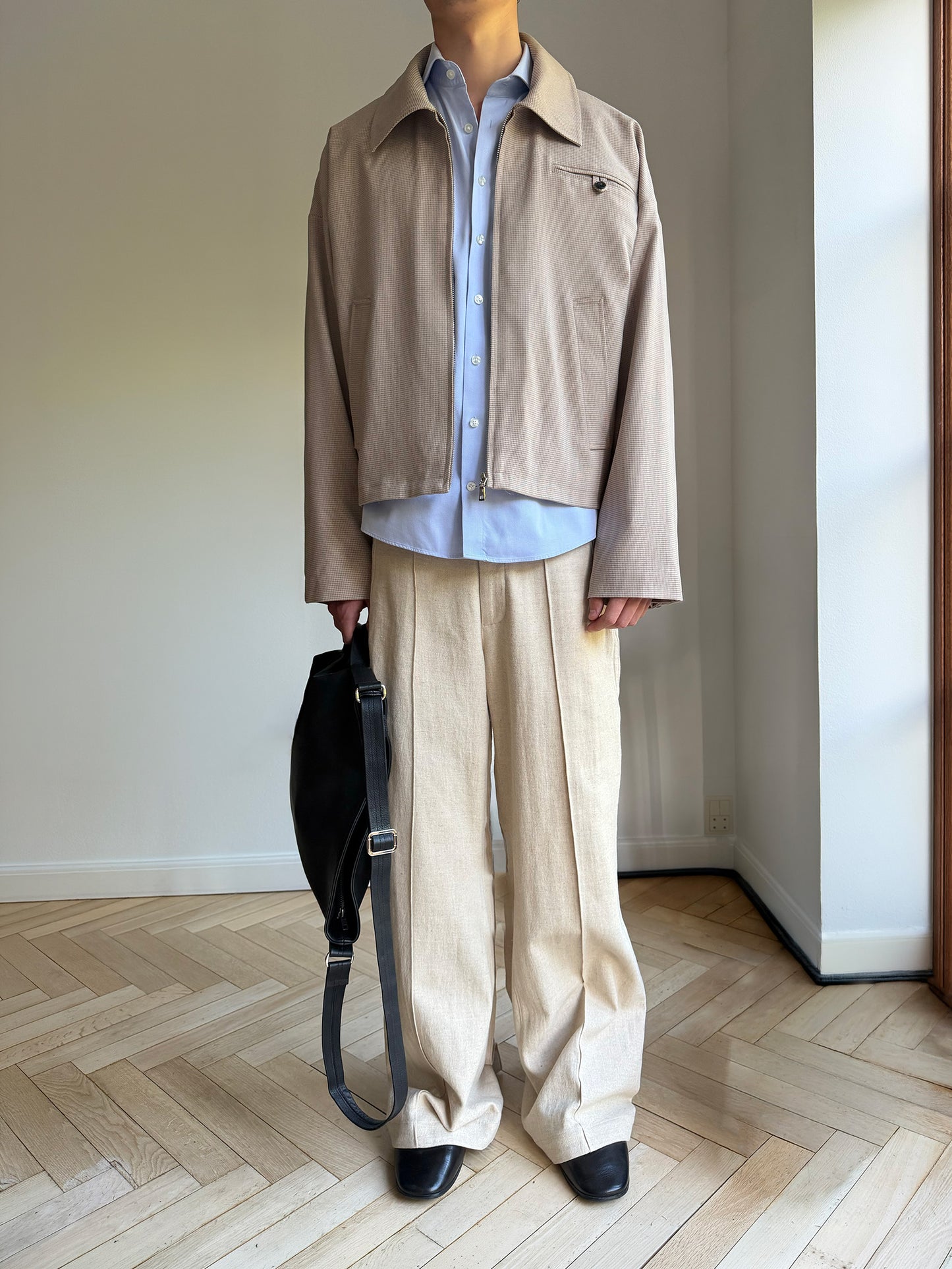 INTERLACED MESSENGER BLOUSON JACKET in tofu