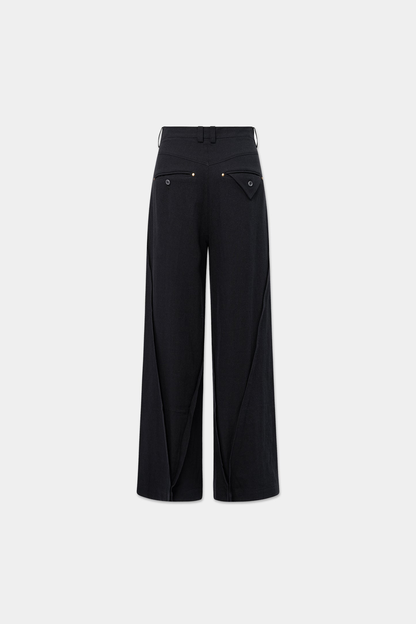 LINEN MONO ORIGAMI TROUSERS in faded black