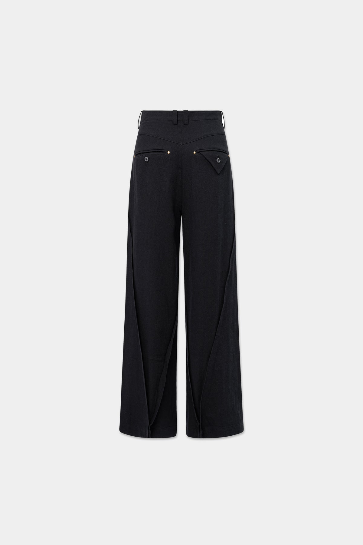 LINEN MONO ORIGAMI TROUSERS in faded black