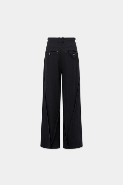 LINEN MONO ORIGAMI TROUSERS in faded black