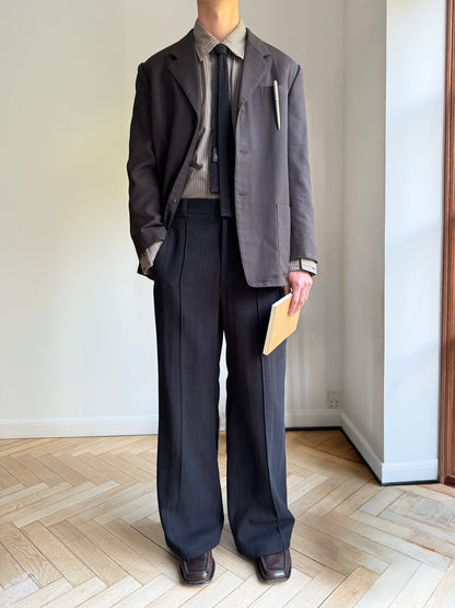 LINEN MONO ORIGAMI TROUSERS in faded black