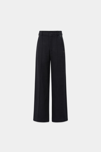 LINEN MONO ORIGAMI TROUSERS in faded black