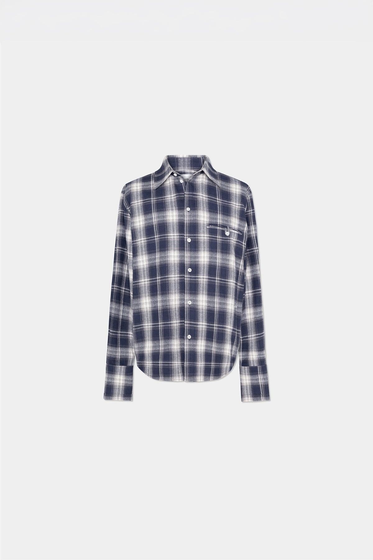 CHECKER FLANNEL SHIRT in midnight blue/cream