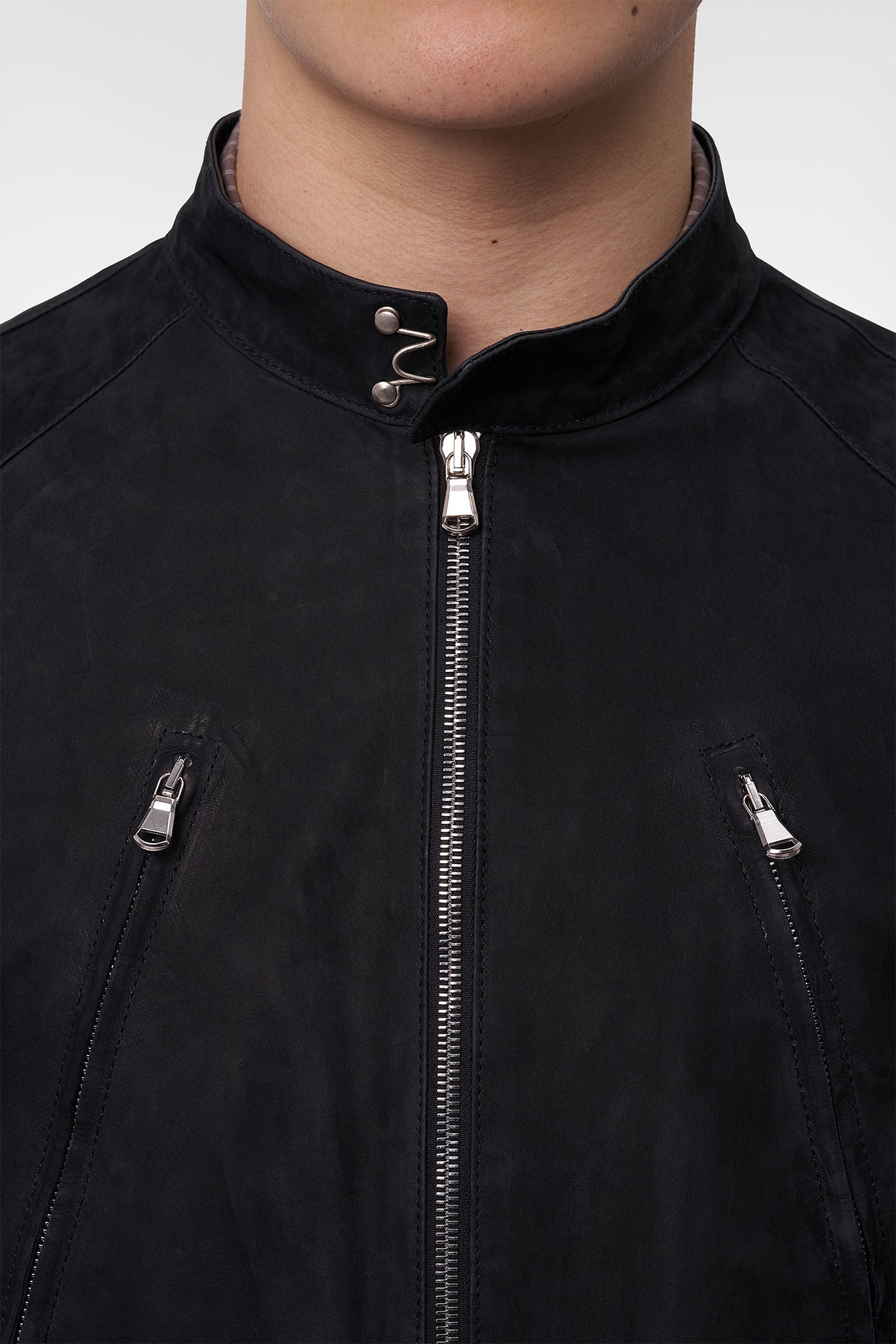 AGED RACER SUEDE LEATHER JACKET in black