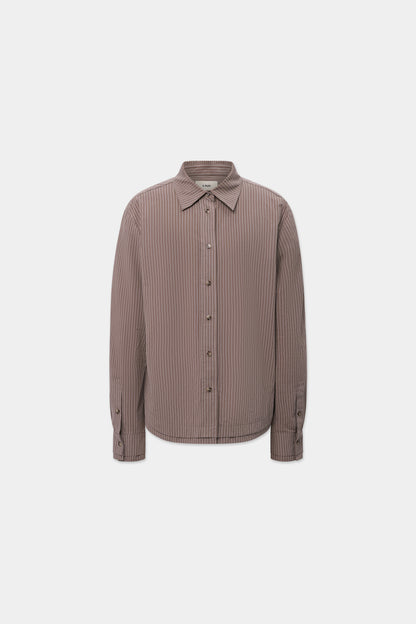 DOUBLE-HEM PINSTRIPE SHIRT in macchiato/white