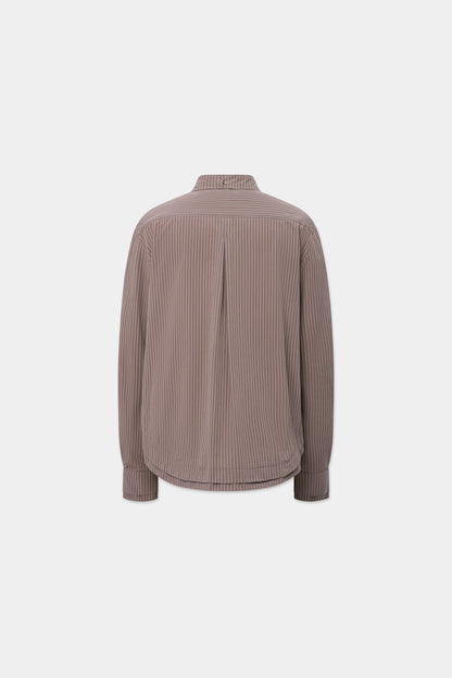 DOUBLE-HEM PINSTRIPE SHIRT in macchiato/white