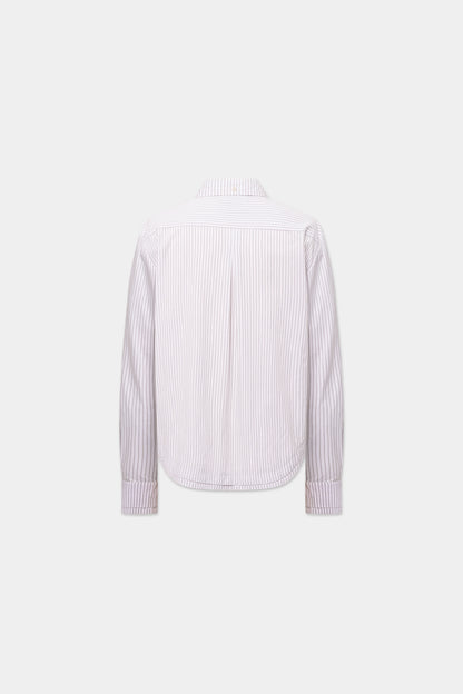 DOUBLE-HEM PINSTRIPE SHIRT in white/macchiato