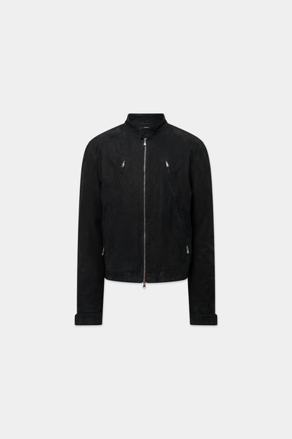 AGED RACER SUEDE LEATHER JACKET in black