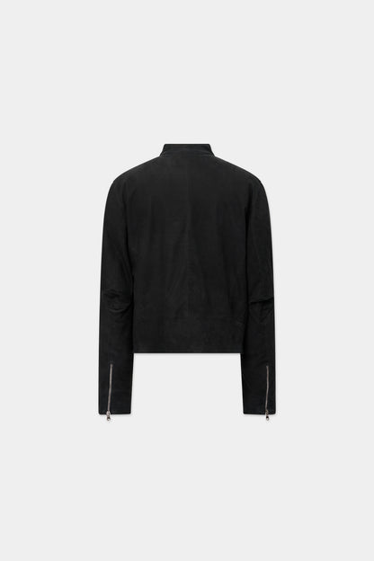 AGED RACER SUEDE LEATHER JACKET in black