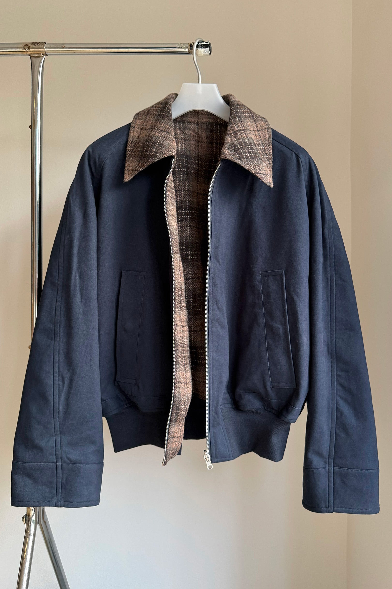 REVERSIBLE BLOUSON JACKET in midnight/checker – O. FILES