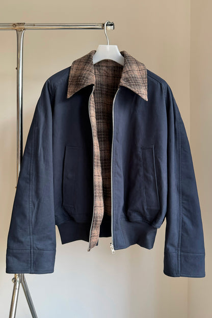 REVERSIBLE BLOUSON JACKET in midnight/checker