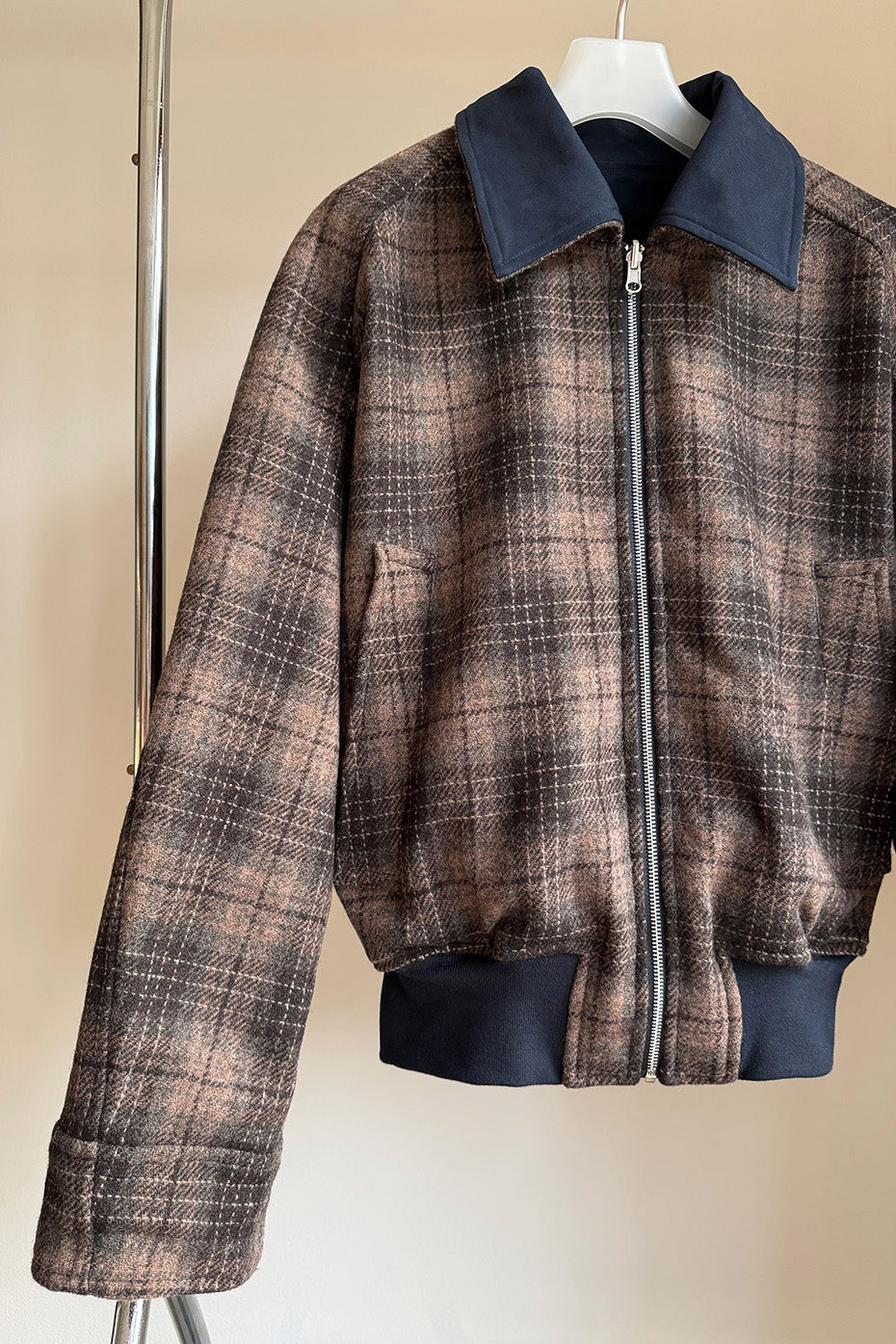 REVERSIBLE BLOUSON JACKET in midnight/checker – O. FILES