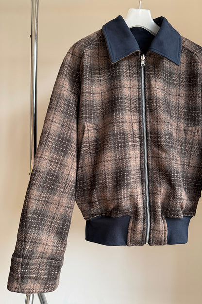 REVERSIBLE BLOUSON JACKET in midnight/checker