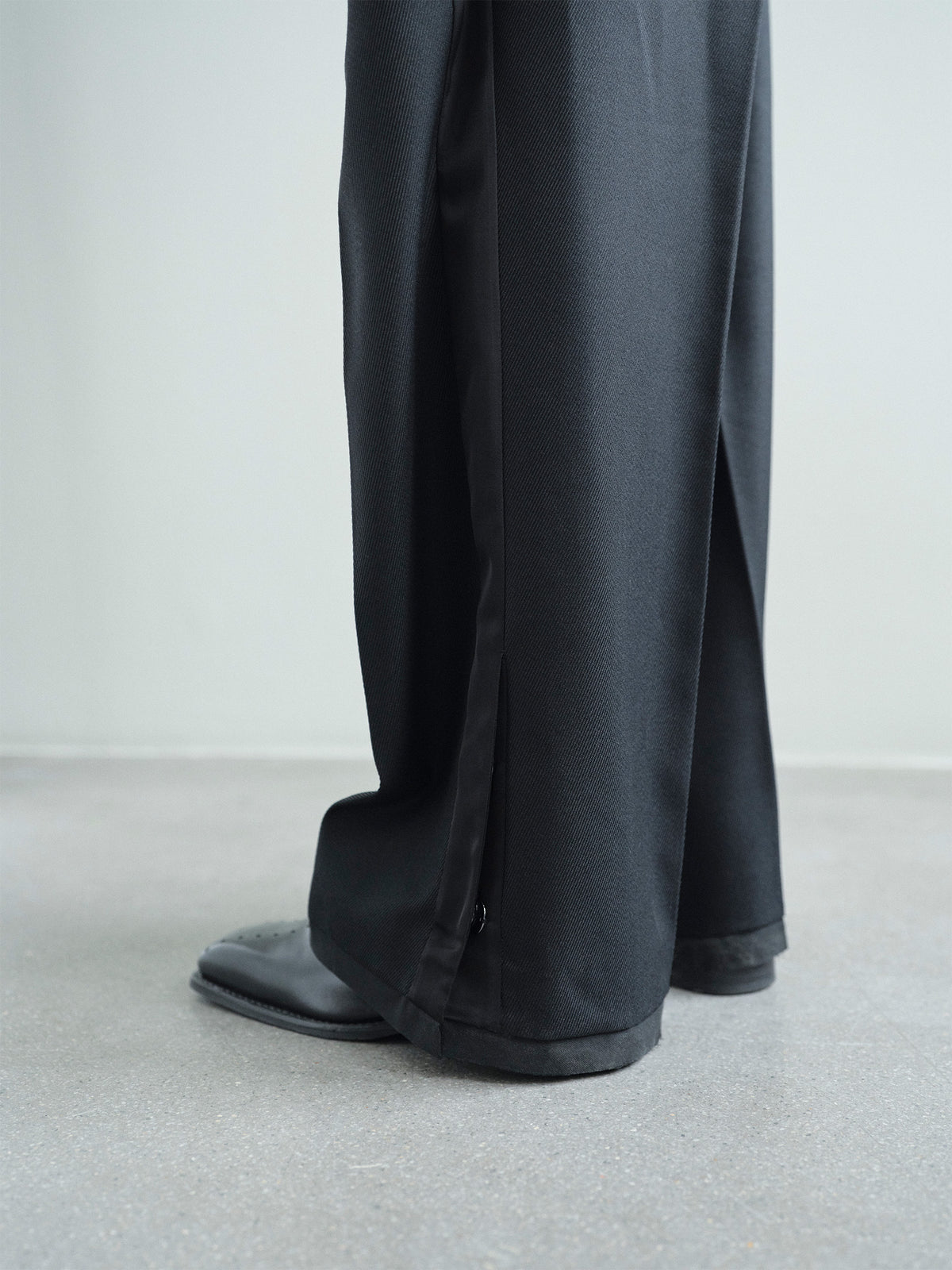 OPEN-HEM TUXEDO TROUSERS in black